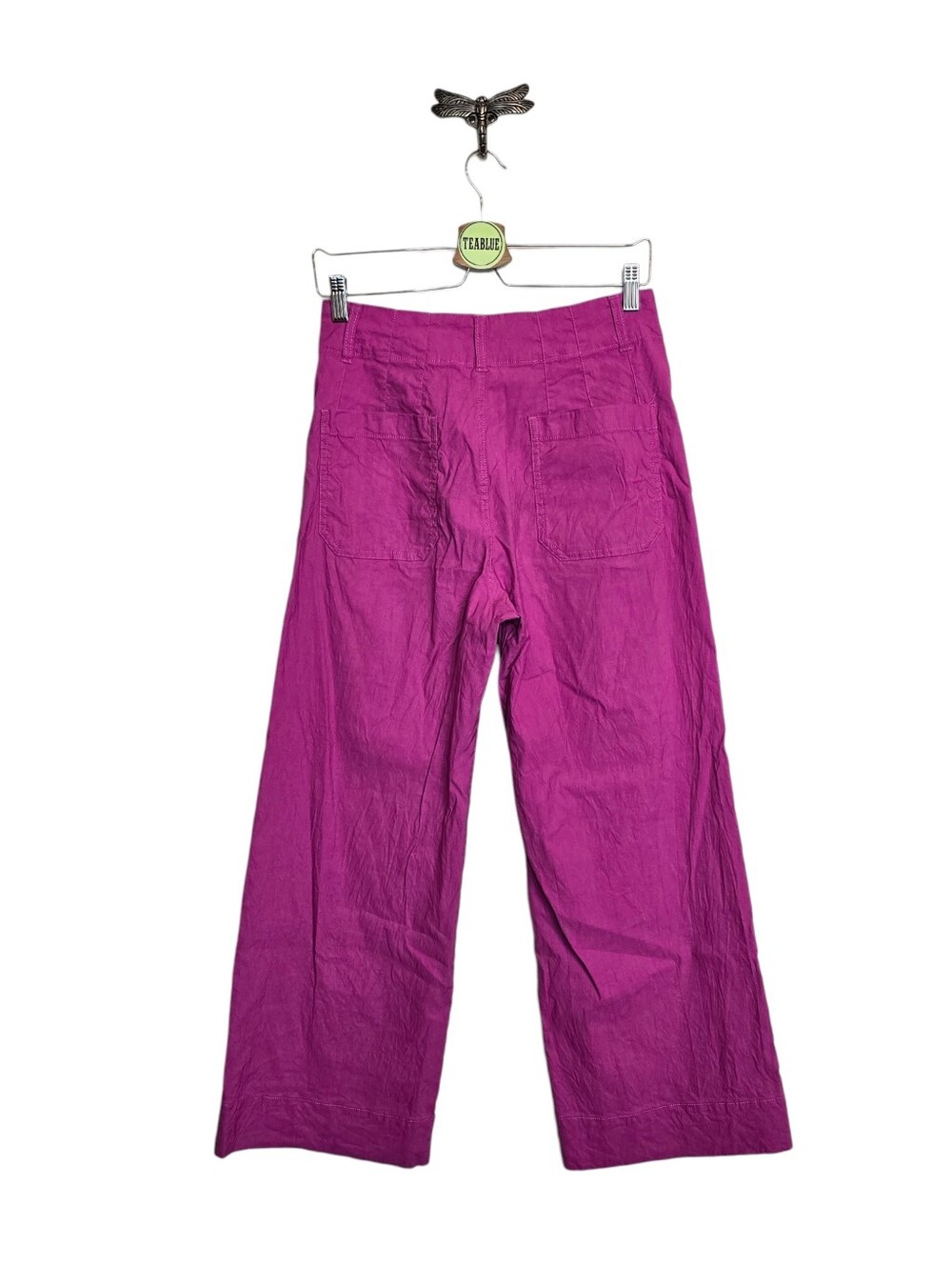 Anthropologie Maeve Hot Pink Colette Magic Fabric Wide-Leg Trousers 28 - Picture 3 of 12